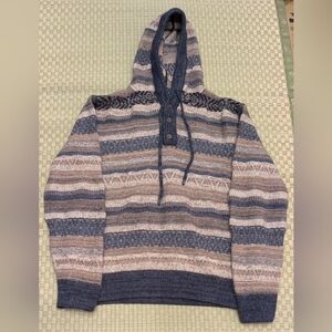 Faherty Baja Cotton Alpaca Quarter Button Hoodie Men's Size Large Made in Peru